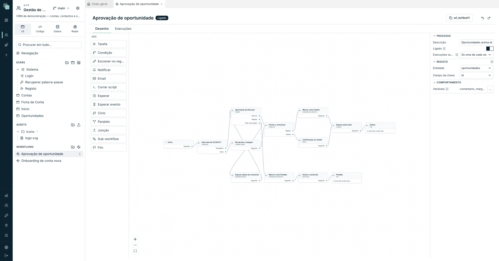 Workflow empresarial en el editor visual de KEPLIN
